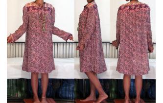 VINTAGE INDIAN COTTON GAUZE METALLIC HIPPIE DRESS Image