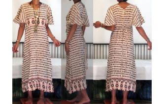 ETHNIC VINTAGE INDIAN COTTON BOHEMIAN MAXI DRESS Image
