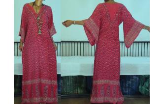ETHNIC VINTAGE INDIAN COTTON HIPPIE MAXI DRESS Image