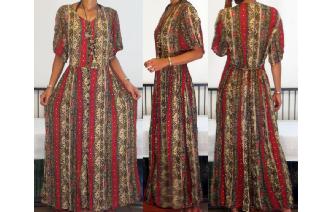 VINTAGE ETHNIC GYPSY BOHIMIAN HIPPIE MAXI DRESS Image