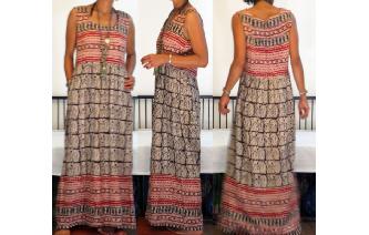 ETHNIC VINTAGE INDIA COTTON TRIBAL BOHO MAXI DRESS Image