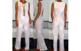 VINTAGE SIMPLY WHITE JUMPSUIT PLAYSUIT Image