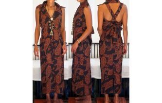 PAISLEY VINTAGE SEXY CHIFFON SHEERS MAXI DRESS XS Image