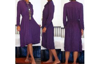 VINTAGE 70'S JERSEY LONG SLEEVES TEA DRESS 14 Image