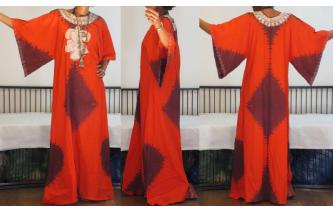 VINTAGE 70'S HIPPIE AFRICAN EMBROIDERY MAXI DRESS Image