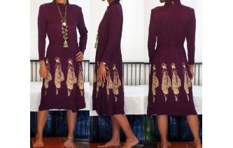 VTG 70'S HIGH NECK KIMONO TRADITION PRINT DRESS Image