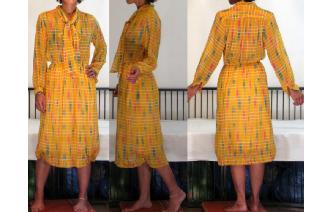 VINTAGE 70'S SECRETARY LONG SLEEVES SILKY DRESS Image