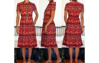 VINTAGE 70'S FLORALS JUNGLE PRINTS DAY DRESS XS Image