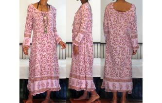VTG 70'S INDIAN COTTON HIPPY BOHO GYPSY MAXI DRESS Image