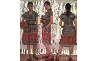 ETHNIC VINTAGE INDIAN COTTON PAISLEY HIPPIE DRESS Image