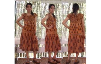 ETHNIC VINTAGE INDIAN CONTTON TRAPEZE BOHO DRESS Image