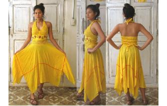 VINTAGE MEXICAN BOHO HALTER PIXIES SHEERS DRESS Image