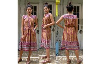 ETHNIC VINTAGETRIBAL PRINTED HIPPIE BOHO TEA DRESS Image