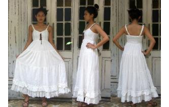 VINTAGE CUTWORK CORSET BOHO WEDDING MAXI DRESS Image