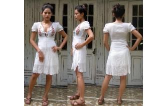 ETHNIC VINTAGE ARTISAN GAUZE BOHO EMBROIDER DRESS Image
