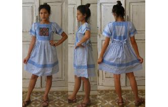 ETHNIC VINTAGE TRIBAL EMBROID DOLLY SMOCK DRESS Image