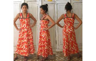 ETHNIC VINTAGE GEOMETRIC HIPPIE MAXI DAY DRESS Image