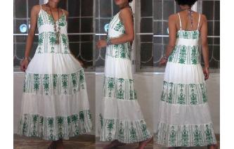 ETHNIC VINTAGE EMBROIDERED BOHO MAXI DAY DRESS Image