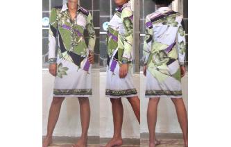 VINTAGE 70'S HIPPIE LONG SCARF SHIRT DAY DRESS XS Image