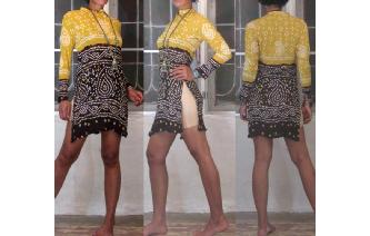 ETHNIC VINTAGE HAND PRINTED LONG SLV MINI DRESS Image