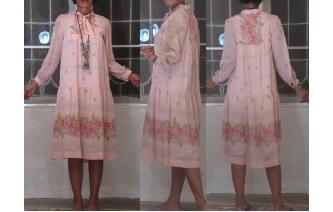 VINTAGE 70'S CHIFFON PRAIRIE LONG BOHO DAY DRESS Image