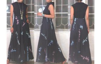 GOTHIC VTG CHIFFON PLEATED MAXI GOTH MAXI DRESS Image