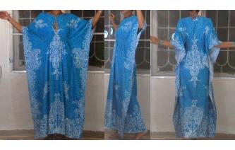 ETHNIC VINTAGE HAND WAX KAFTAN BATWING MAXI DRESS Image