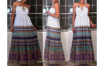 ETHNIC VINTAGE NDIAN GAUZE BOHO HIPPY MAXI DRESS Image