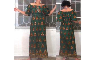 ETHNIC VTG TRIBAL OFF SHOULDER GYPSY MAXI DRESS Image