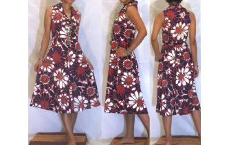 ETHNIC VINTAGE HAWAIIAN FLORALS BOHO DAY DRESS Image
