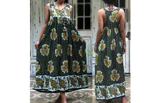 ETHNIC VINTAGE INDIAN GAUZE BOHO MAXI SHEERS DRESS Image