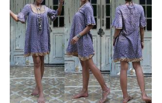 ETHNIC VINTAGE INDIAN GAUZE HIPPIE SHEERS DRESS Image