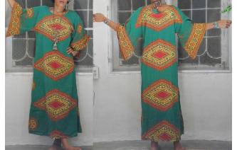 ETHNIC VINTAGE TRIBAL HIPPIE ANGLE SLV MAXI DRESS Image
