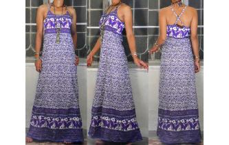ETHNIC VINTAGE INDIAN GAUZE BUTTERFLY MAXI DRESS Image