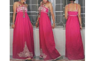 ETHNIC VINTAGE EMBROIDERED LACE HIPPIE MAXI DRESS Image