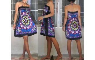 ETHNIC VINTAGE DAISHIKI STRAPLESS HIPPIE DRESS Image