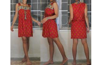 VINTAGE ETHNIC INDIAN GAUZE SHEERS SMOCK DRESS M Image