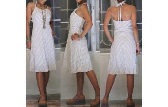 VINTAGE 70'S HIPPIE STRIPLY HALTER BOHO SUN DRESS Image