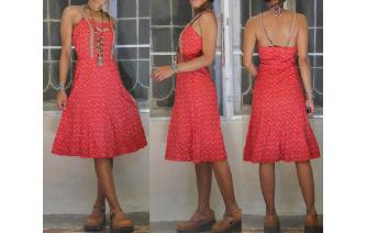 VINTAGE FLORAL PRAIRIE HIPPY CALIO STYLE SUN DRESS Image