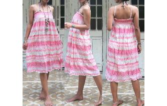 ETHNIC VINTAGE INDIAN GAUZE HIPPIE SMOCK DRESS Image
