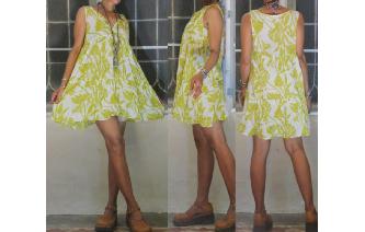INDIAN GAUZE TRAPEZE VINTAGE SHEERS MINI DRESS Image
