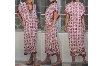 ETHNIC VINTAGE 70'S TRIBAL KAFTAN HIPPIE DRESS Image