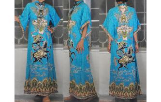 ETHNIC VINTAGE HAND WAX BATIK KAFTAN MAXI DRESS Image