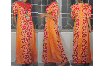 ETHNIC VINTAGE AMERICAN SAMOA MAXI HIPPIE DRESS Image