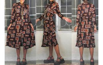 ETHNIC VINTAGE 70'S HIPPIE RAYON GYPSY SHIRT DRESS Image