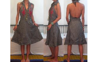 VINTAGE 70'S HIPPIE BOHO WRAPAROUND BACKLESS DRESS Image