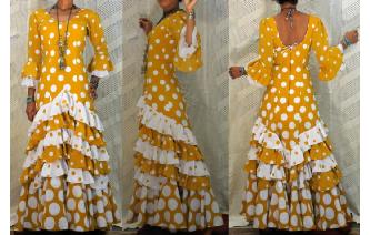 vintage flamenco dance polla dot maxi boho dress Image