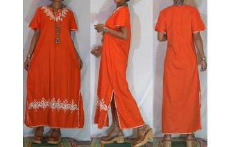 VINTAGE KAFTAN ANGLE SLEEVE MAXI BOHO DRESS Image