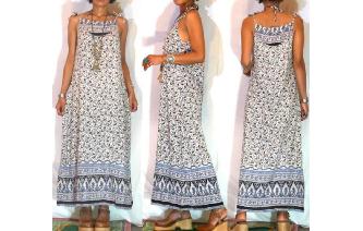 vintage Indian cotton floral bohemian maxi dress Image