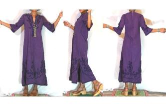 VINTAGE ANGLE SLEEVE KAFTAN HIPPIE BOHO MAXI DRESS Image